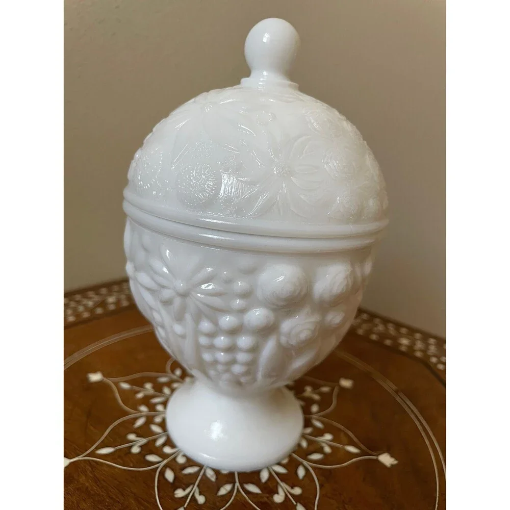 Vintage AVON Milk Glass Egg Shaped Covered Candy Dish
